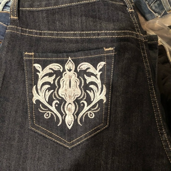 Chico’s size 12 blue high waist jeans silver & white embellished details stretch - Picture 13 of 16